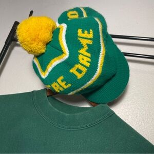Vintage Notre Dame Green KnitPom Pom Beanie